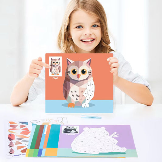 Kids' DIY Sticker Puzzle Painting Kit | Mess-Free Montessori Travel Toy