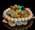 Chakra Energy Healing Bracelet – White Porcelain Beads – Medium Wrists