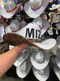 Mizzou Tigers hat with animal print in white, black, and gold