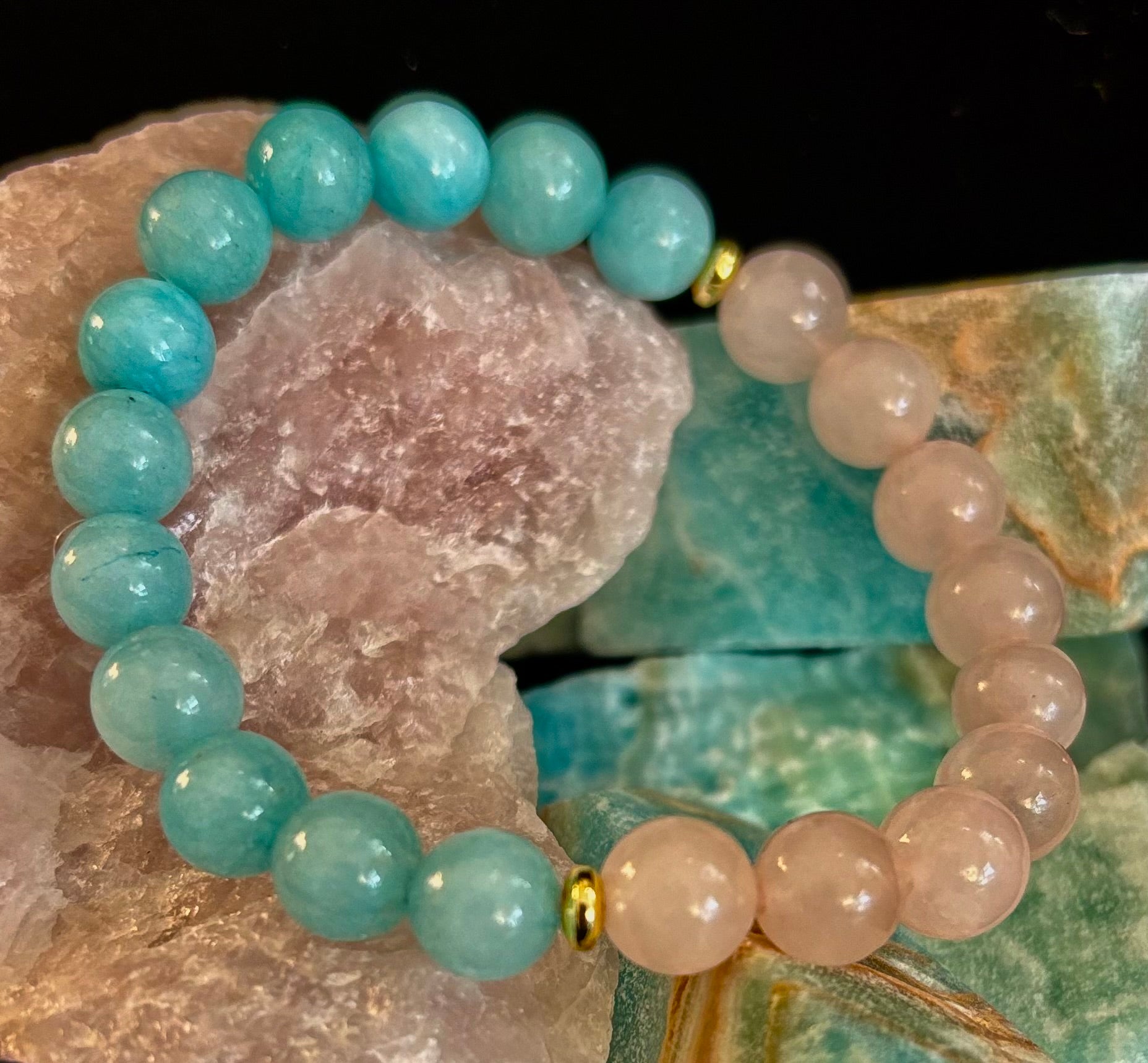 Rose Quartz & Aquamarine Healing Bracelet – Love, Calm & Emotional Clarity 💖🌊