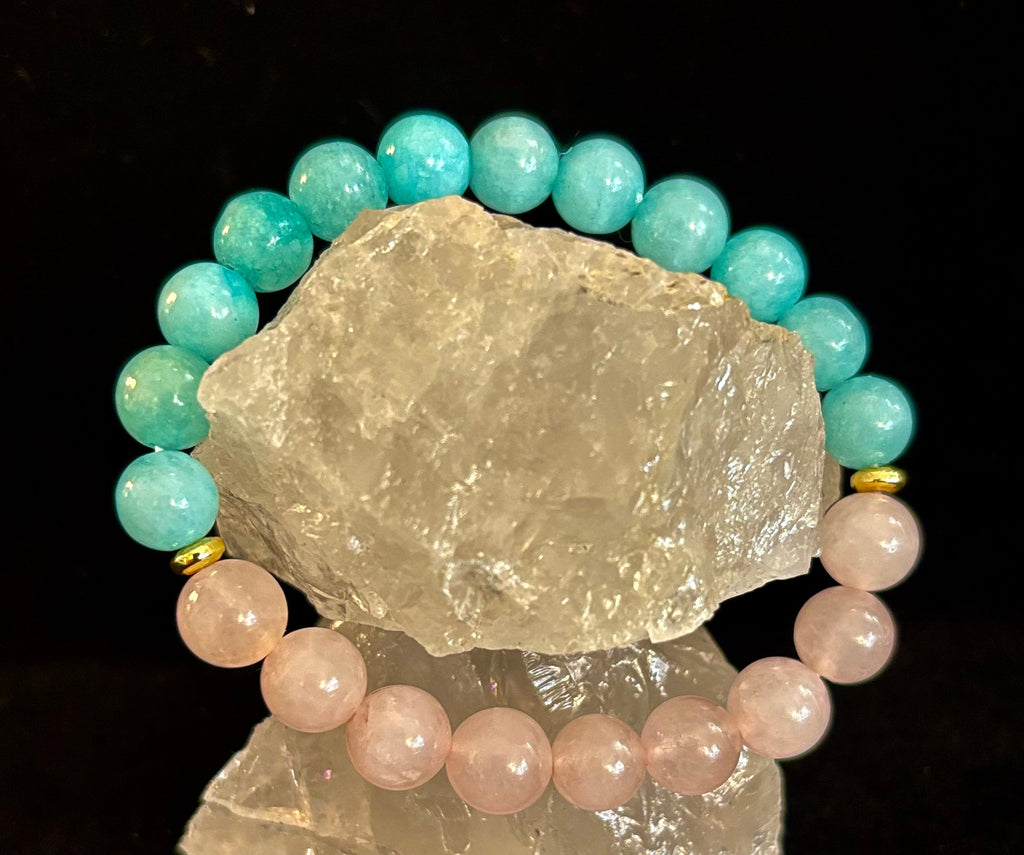Rose Quartz & Aquamarine Healing Bracelet – Love, Calm & Emotional Clarity 💖🌊