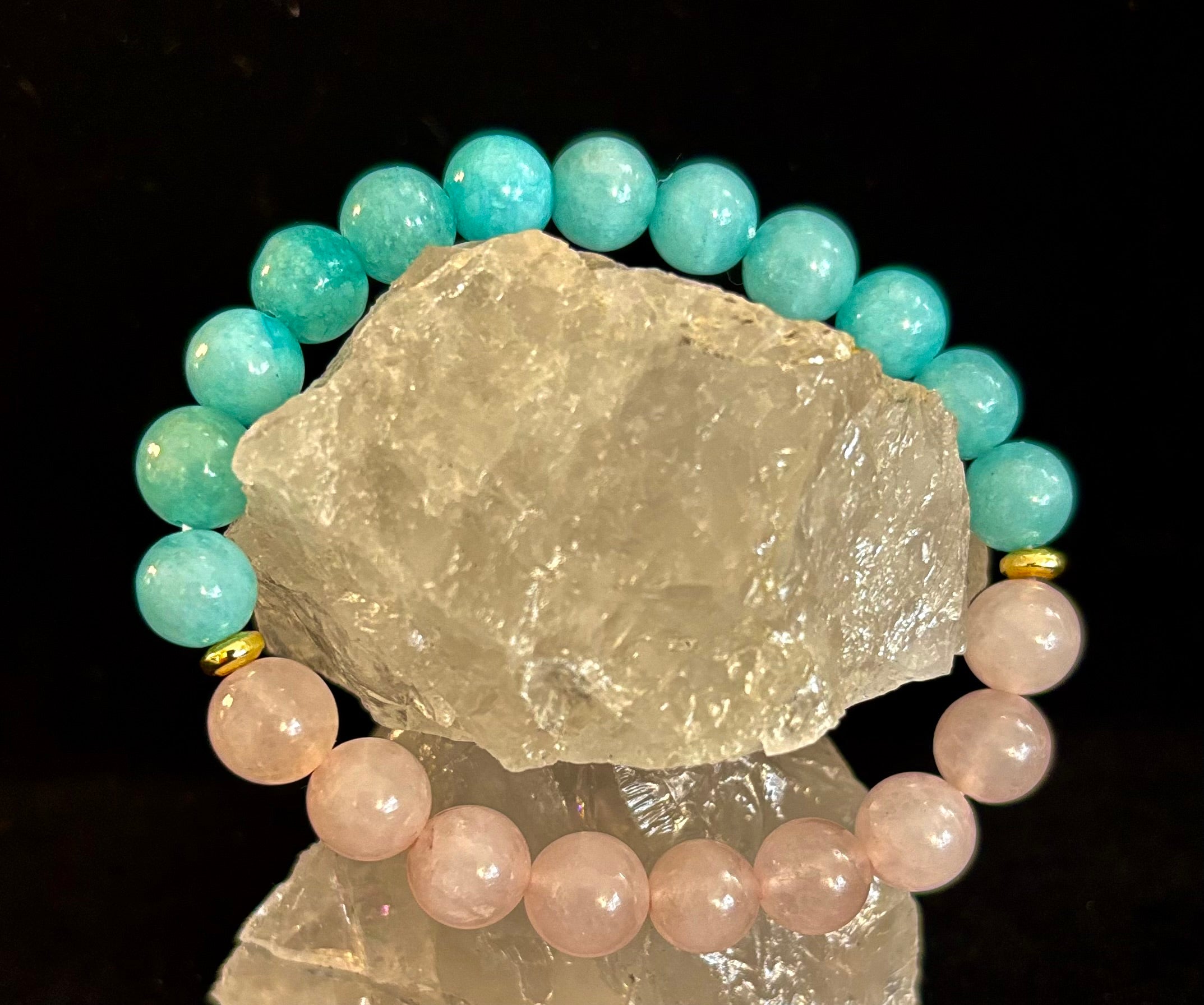 Rose Quartz & Aquamarine Healing Bracelet – Love, Calm & Emotional Clarity 💖🌊