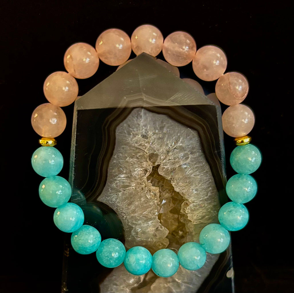 Rose Quartz & Aquamarine Healing Bracelet – Love, Calm & Emotional Clarity 💖🌊