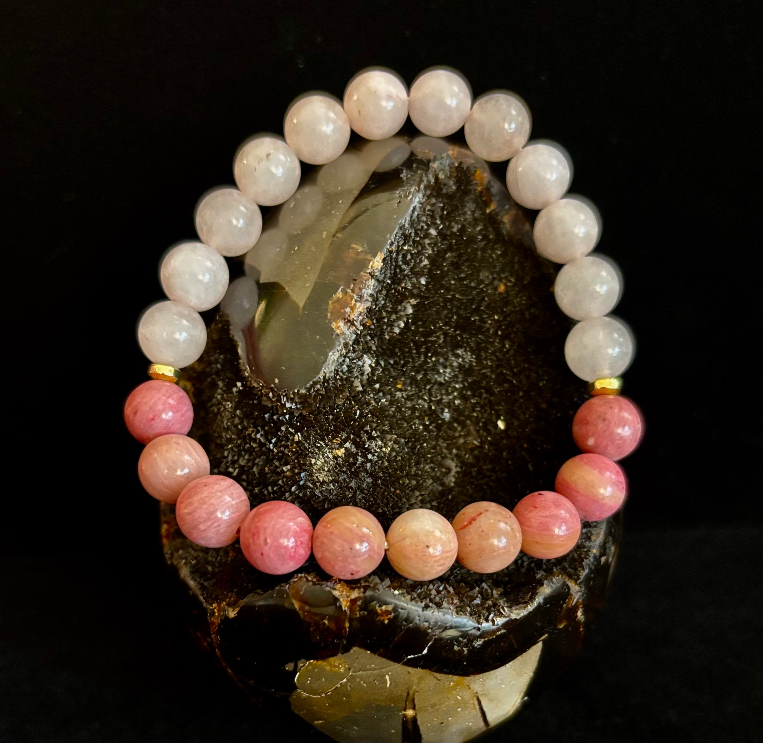 Rose Quartz & Rhodonite Bracelet – Love, Compassion & Emotional Healing 💗✨