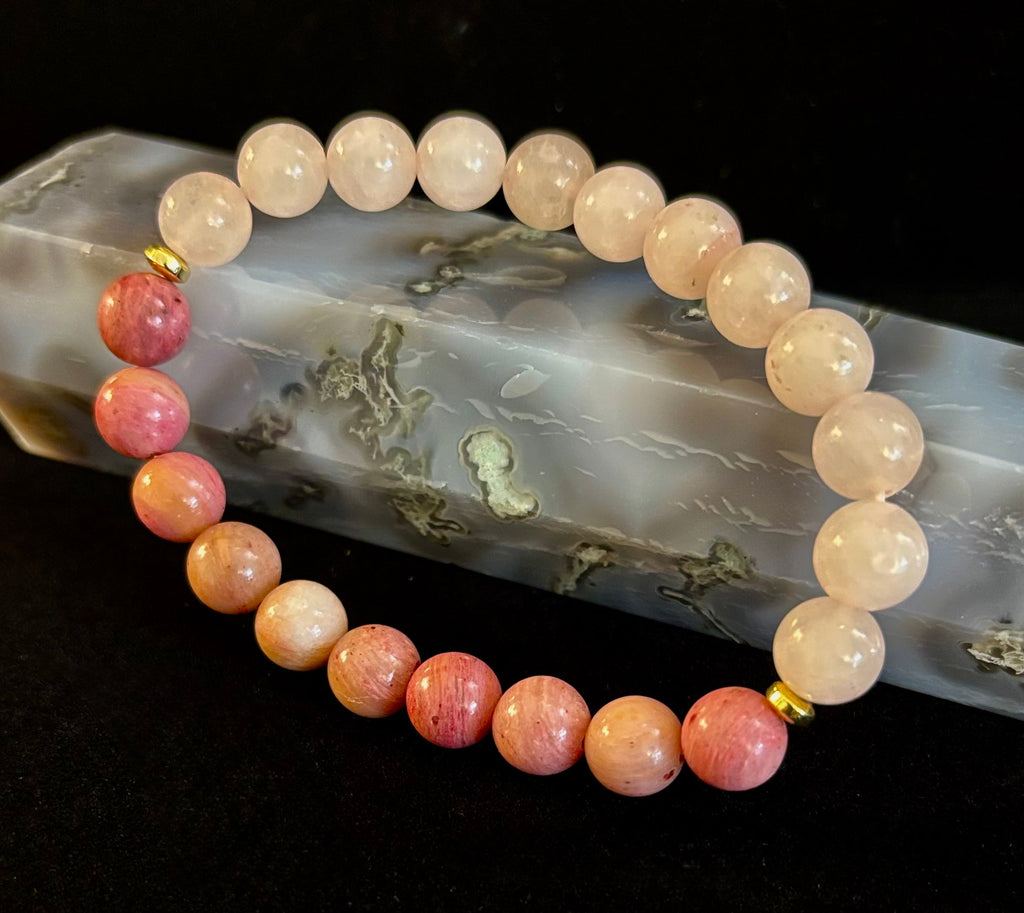 Rose Quartz & Rhodonite Bracelet – Love, Compassion & Emotional Healing 💗✨