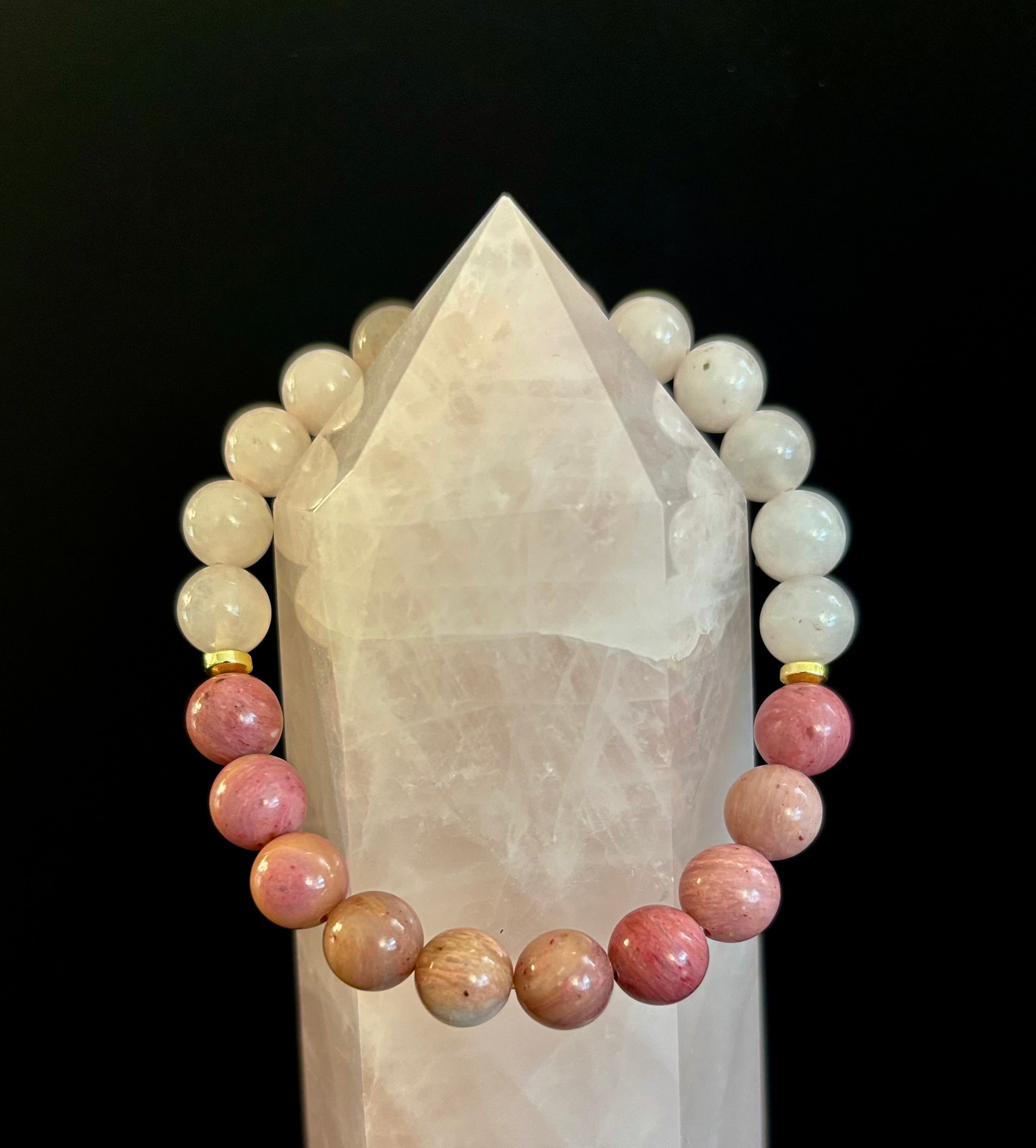 Rose Quartz & Rhodonite Bracelet – Love, Compassion & Emotional Healing 💗✨
