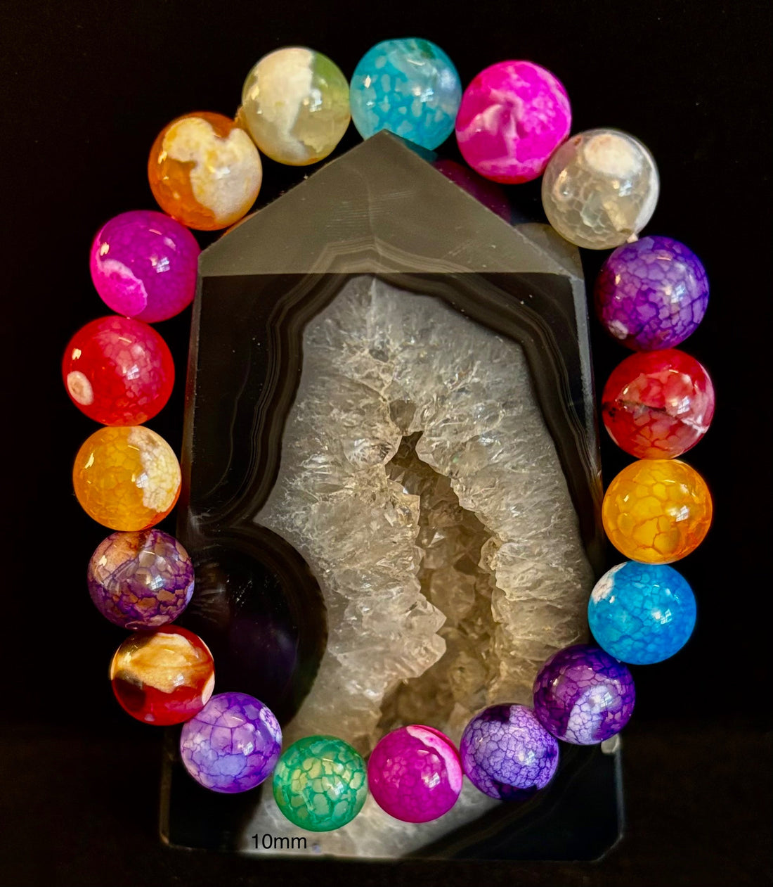 Rainbow Dragon Vein Agate Gemstone Bracelet (8mm or 10mm bead options - Medium Wrists)