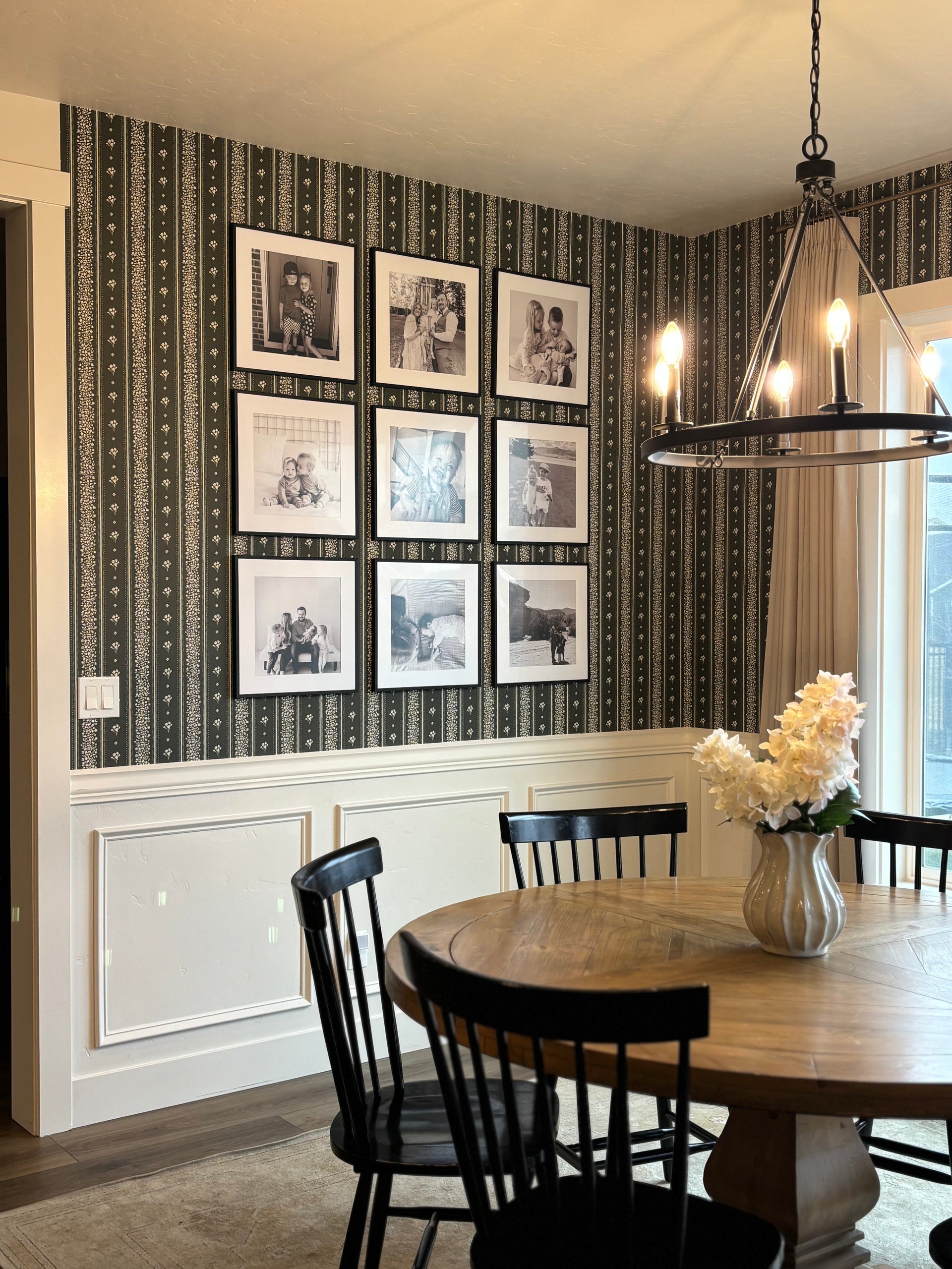 Lyla Striped Wallpaper in Burgundy, Blue, and Cream