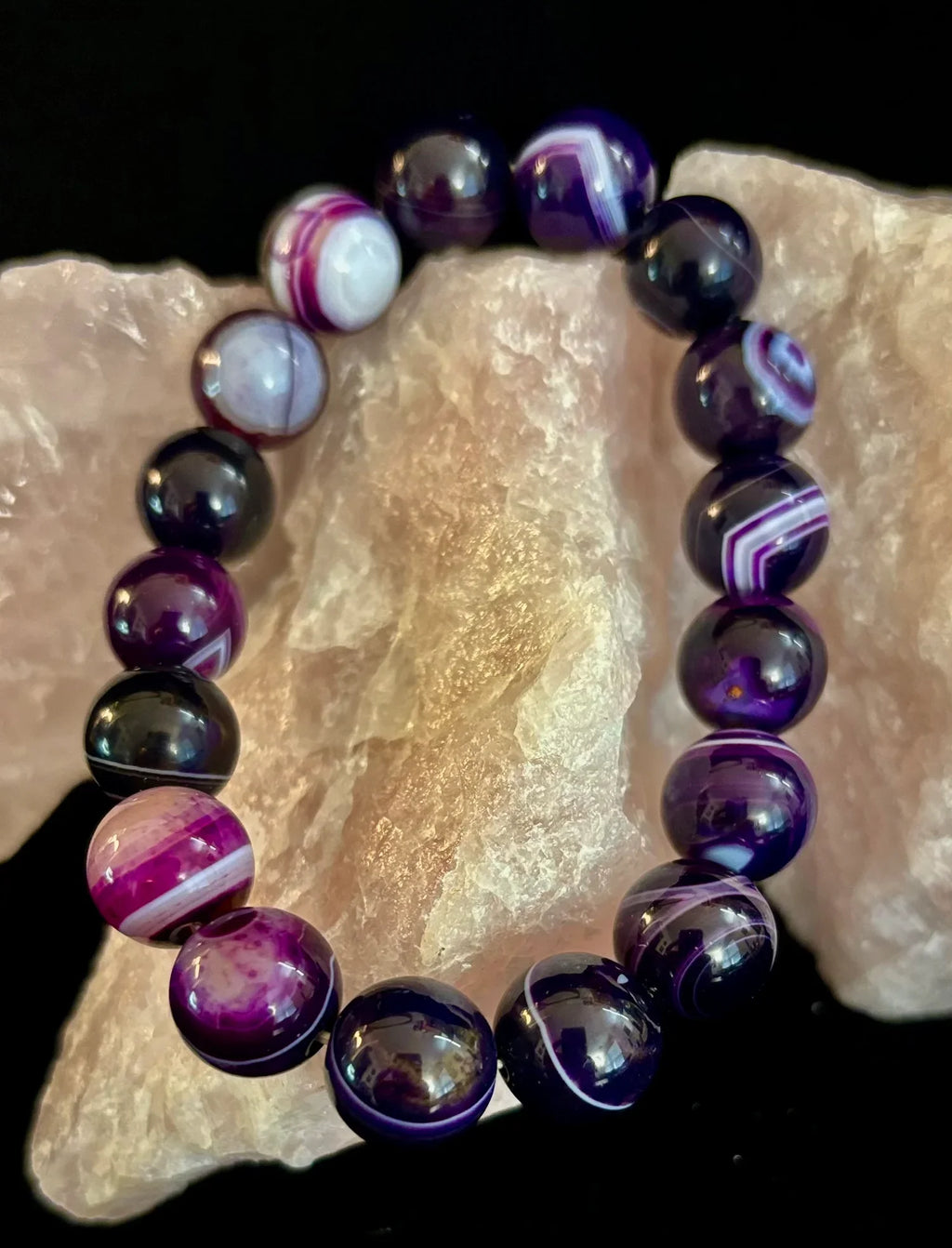 Reiki-Infused Genuine Dog Tooth Amethyst Statement Bracelet for Spiritual Shielding, Intuition & Deep Harmony (12mm)