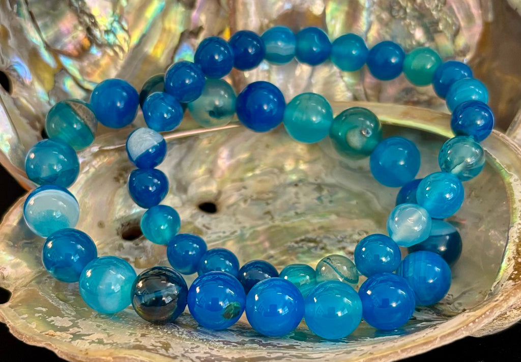 Ocean Energy Blue Agate Reiki-Infused Calm & Communication Bracelet (Medium Wrist)