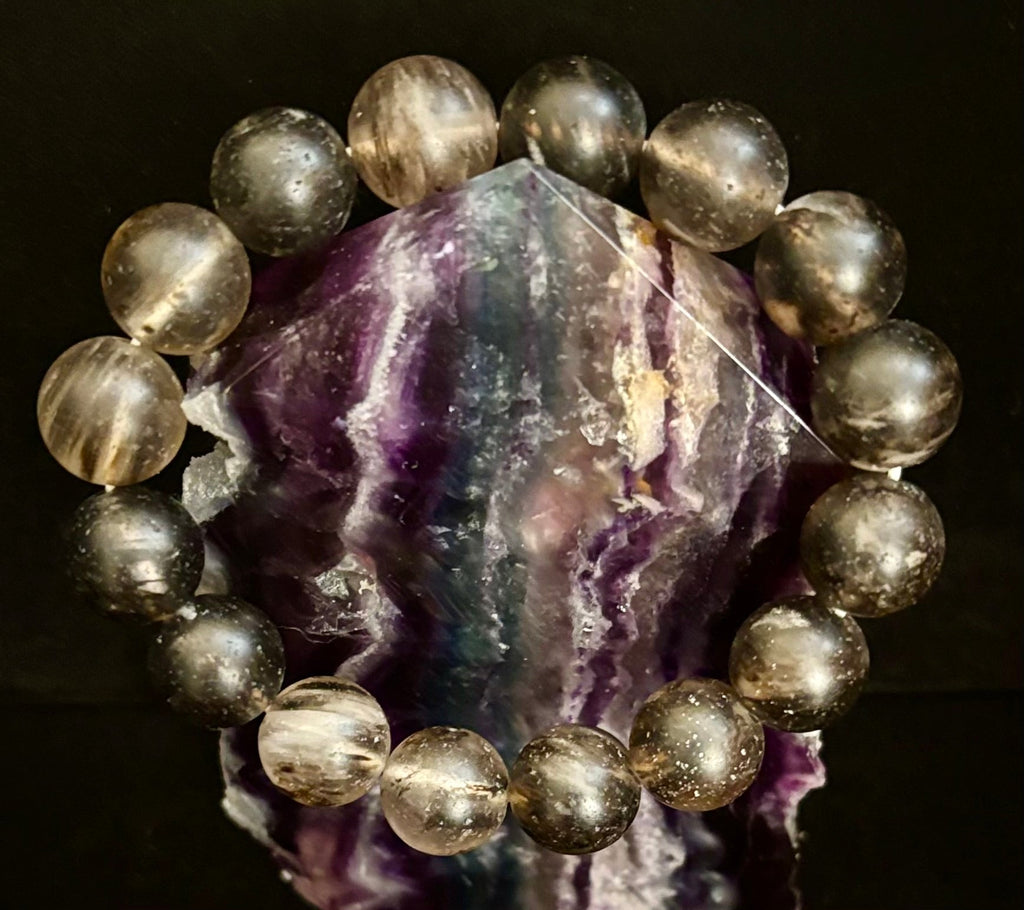 Watermelon Black Matte Stretch Stone Bracelet – 12mm Bold Beads | Grounding Energy & Fierce Style