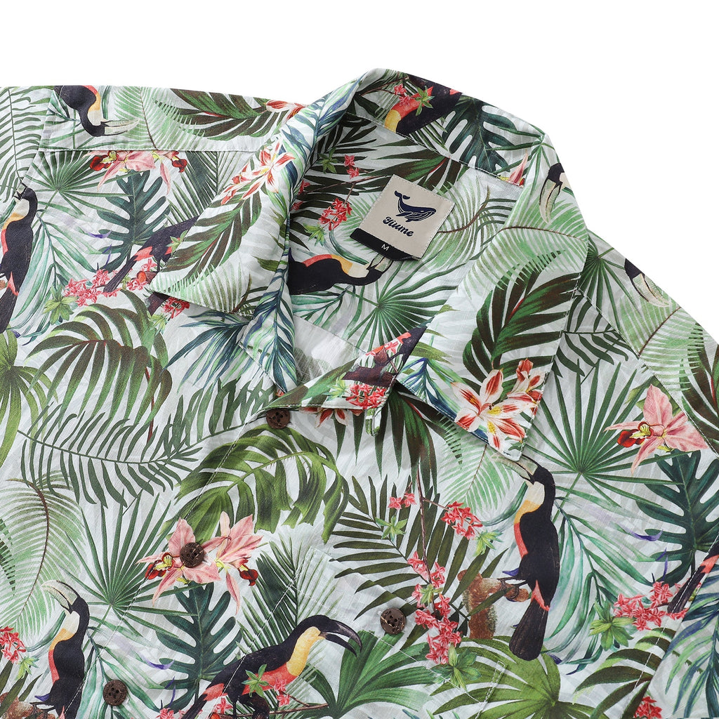 Men's 1930s Vintage Tropical Floral Hawaiian Camp Shirt