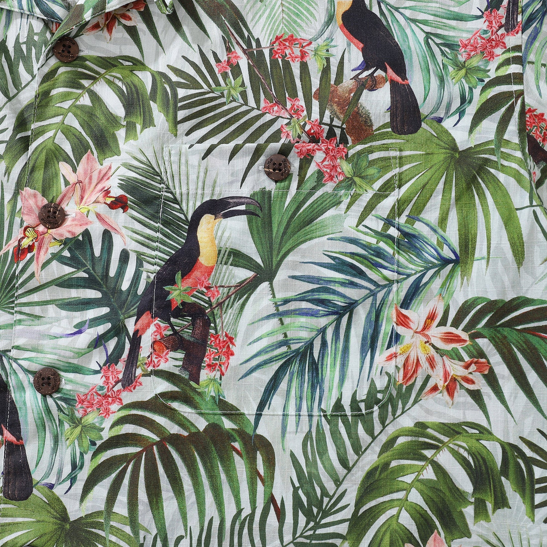 Men's 1930s Vintage Tropical Floral Hawaiian Camp Shirt