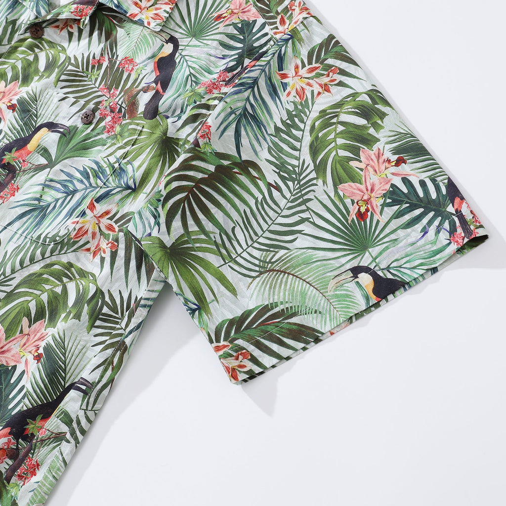 Men's 1930s Vintage Tropical Floral Hawaiian Camp Shirt