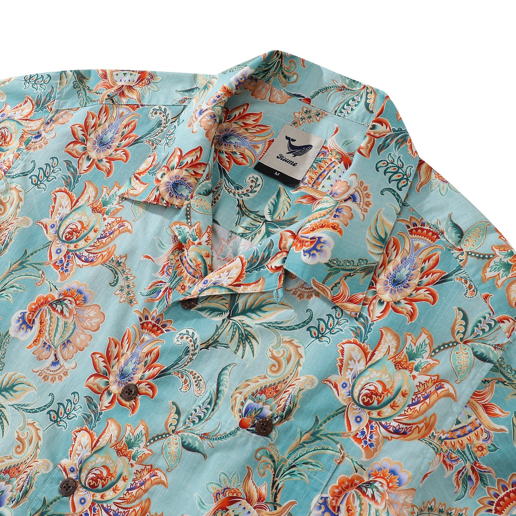 Men's Tree of Life Floral Hawaiian Shirt in Cotton Camp Collar