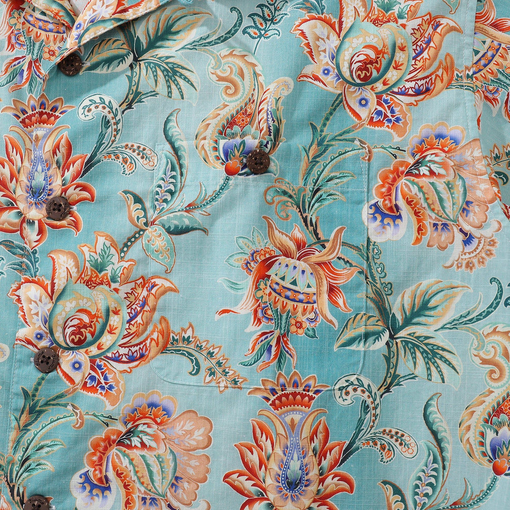 Men's Tree of Life Floral Hawaiian Shirt in Cotton Camp Collar