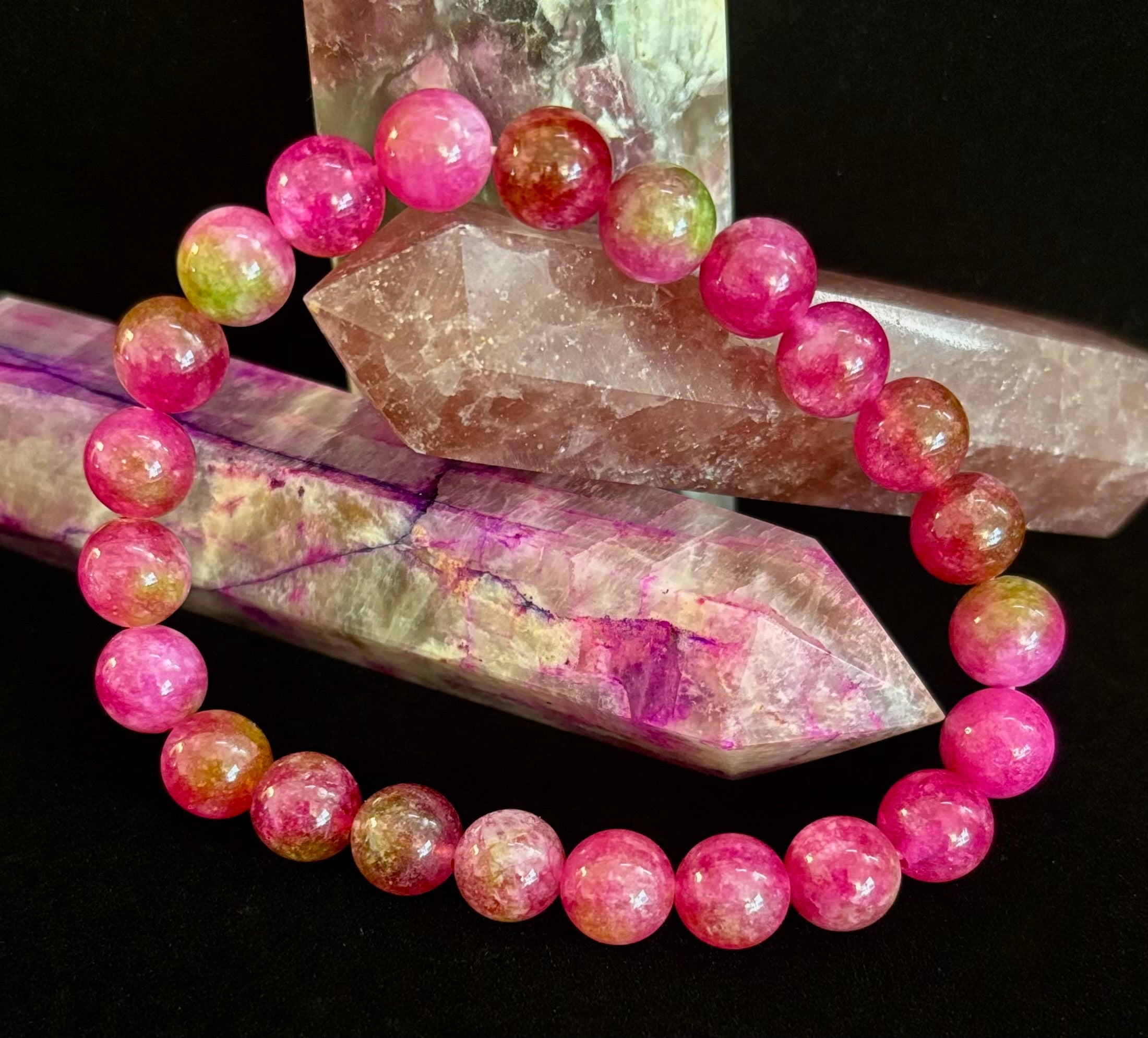 Watermelon Crystal Beaded Bracelet – Joyful Energy & Heart Healing 🍉✨