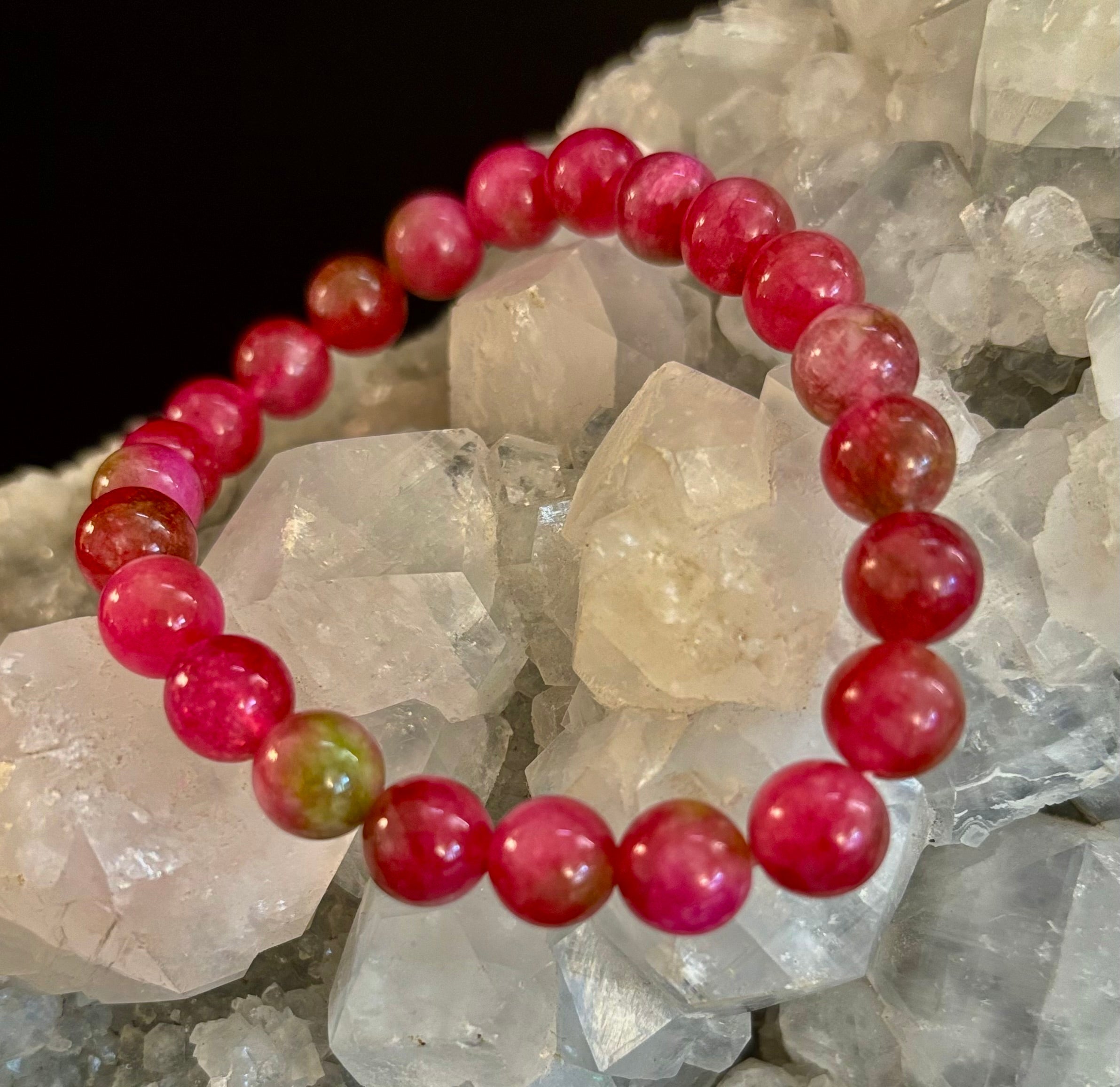 Watermelon Crystal Beaded Bracelet – Joyful Energy & Heart Healing 🍉✨