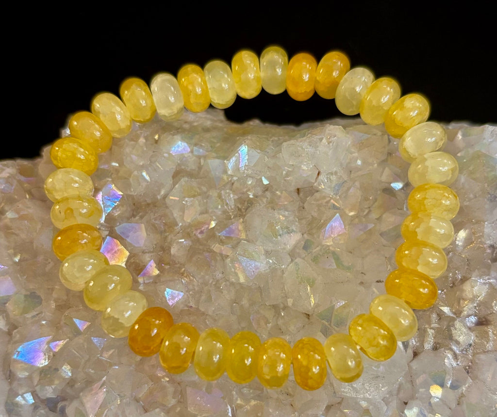 Yellow Agate Rondelle Bead Bracelet for Daily Energy