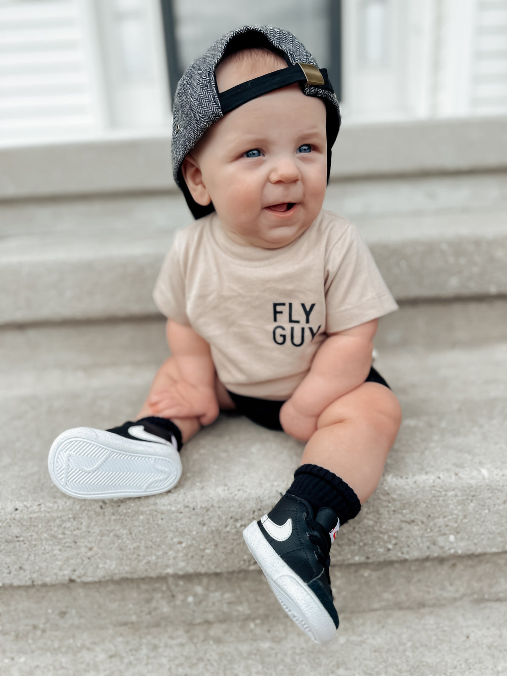 Fly Guy. Unisex Kids Streetwear Graphic Tee in Beige or Black