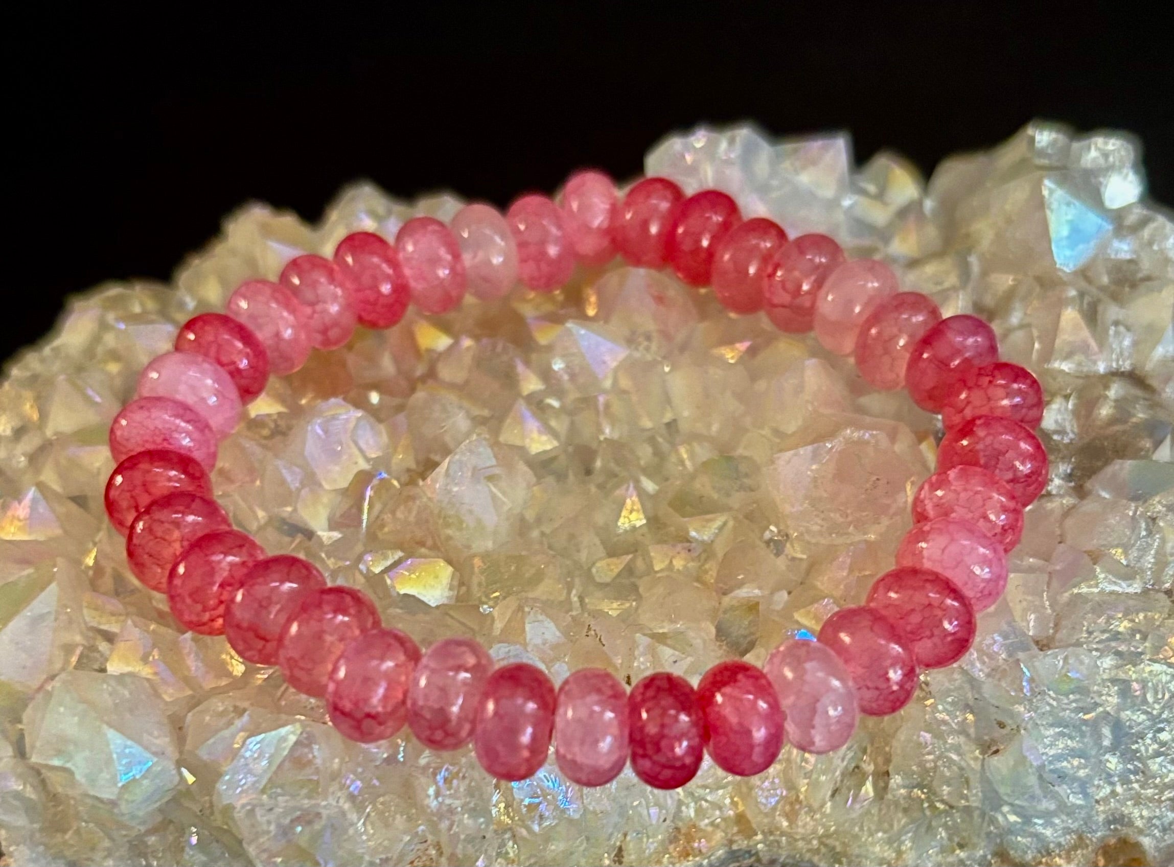 Pink Agate Rondelle Bracelet – Self-Love & Emotional Healing | Medium Wrists