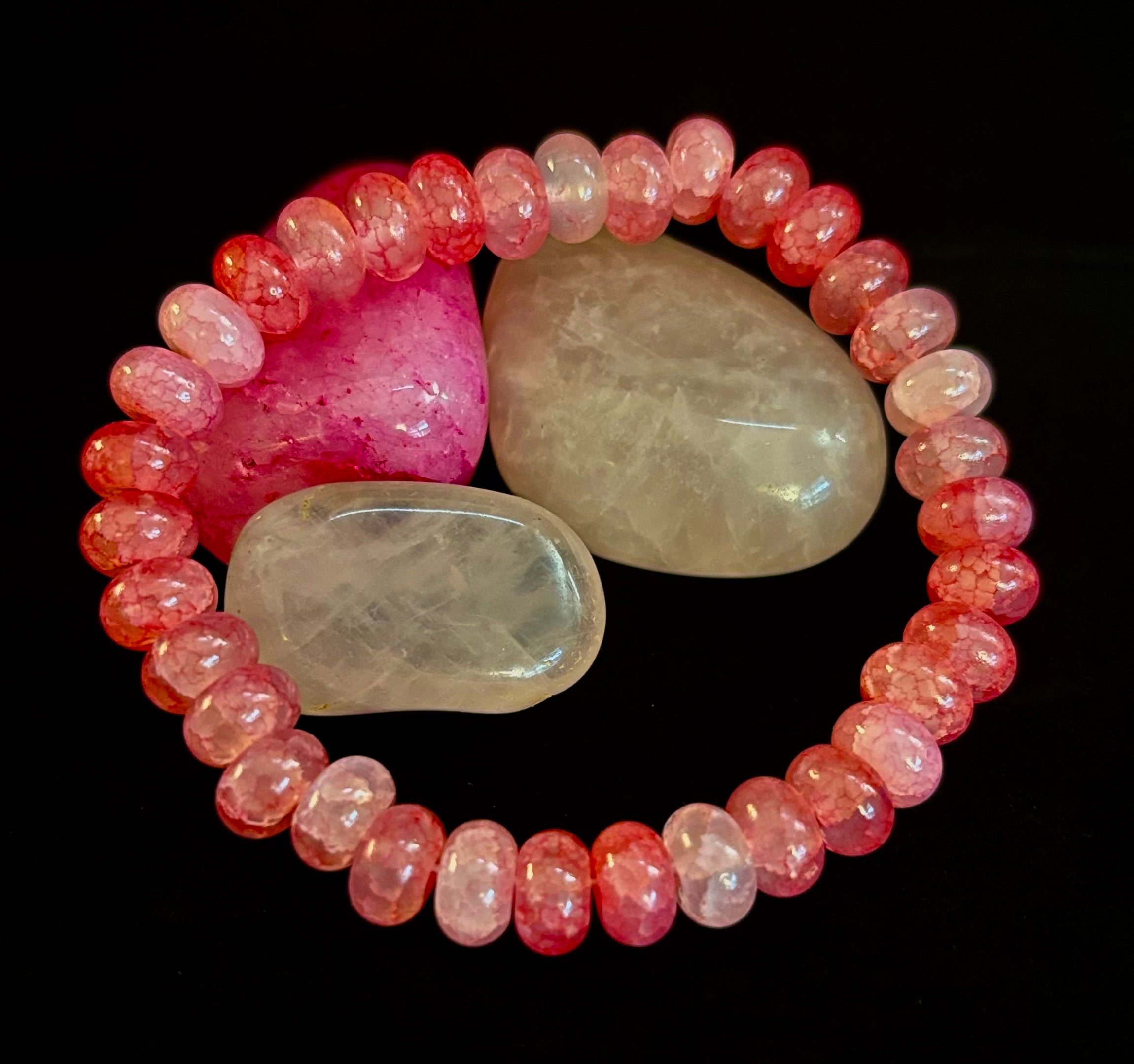 Pink Agate Rondelle Bracelet – Self-Love & Emotional Healing | Medium Wrists