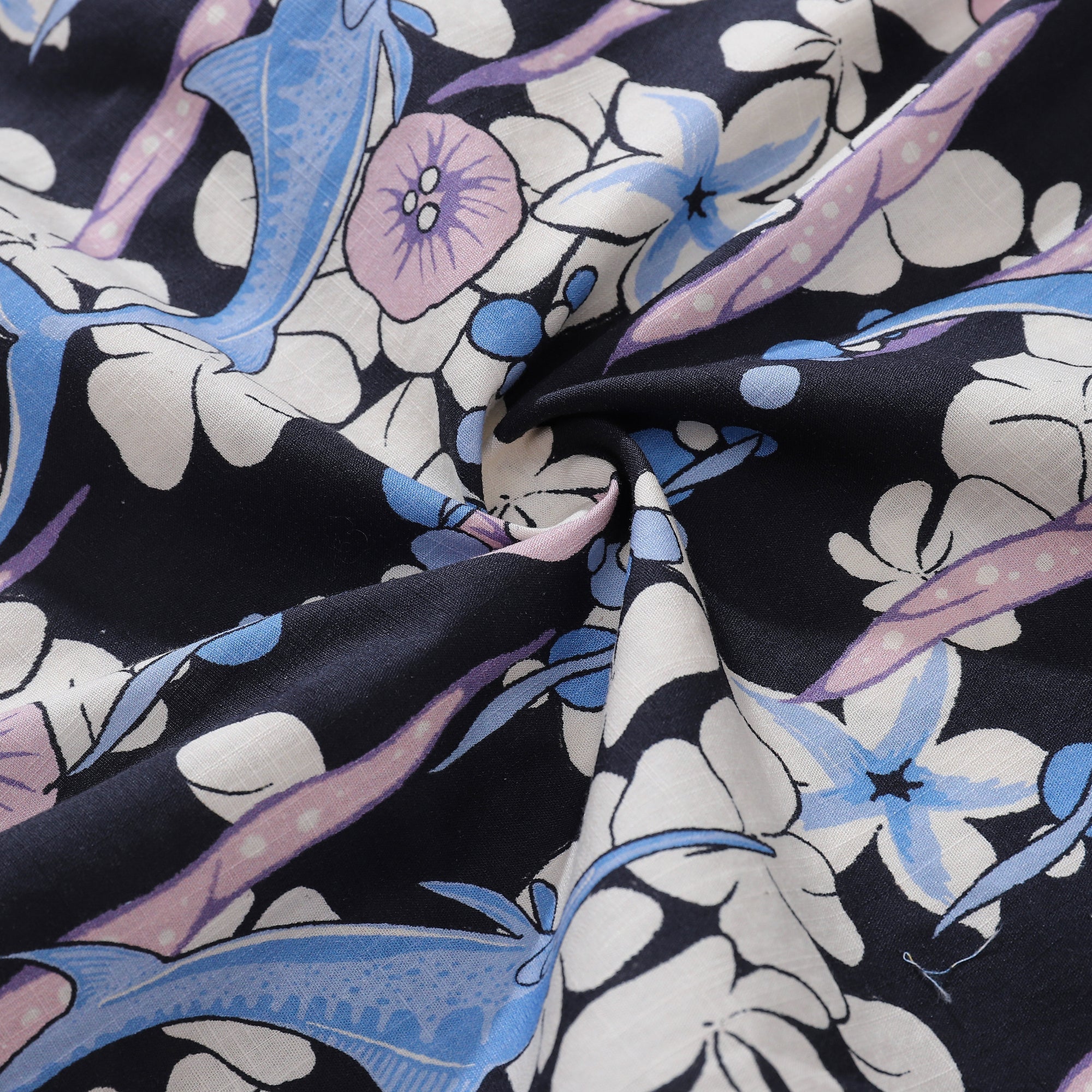 Men's Nautical Tuna Print Button-Down Short Sleeve Aloha Shirt