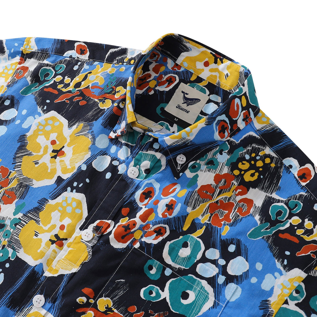 Men's Blue Coral Reef Print Cotton Short Sleeve Aloha Shirt