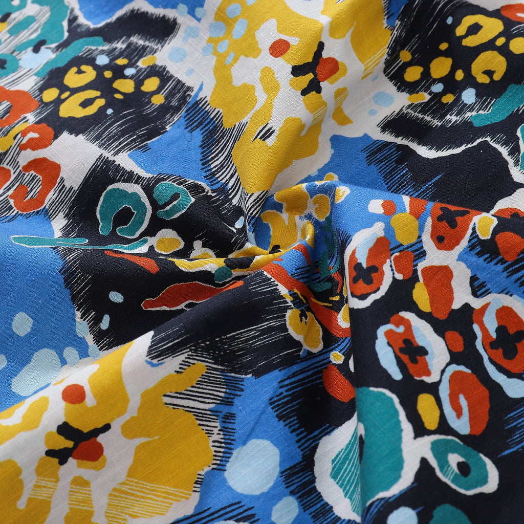 Men's Blue Coral Reef Print Cotton Short Sleeve Aloha Shirt