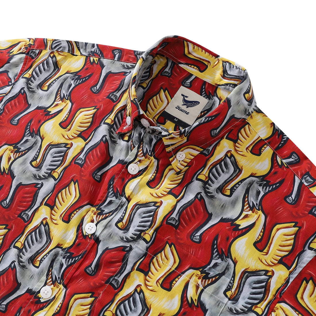Vintage 1980s Men's Hawaiian Shirt Unicorn Print Cotton Top