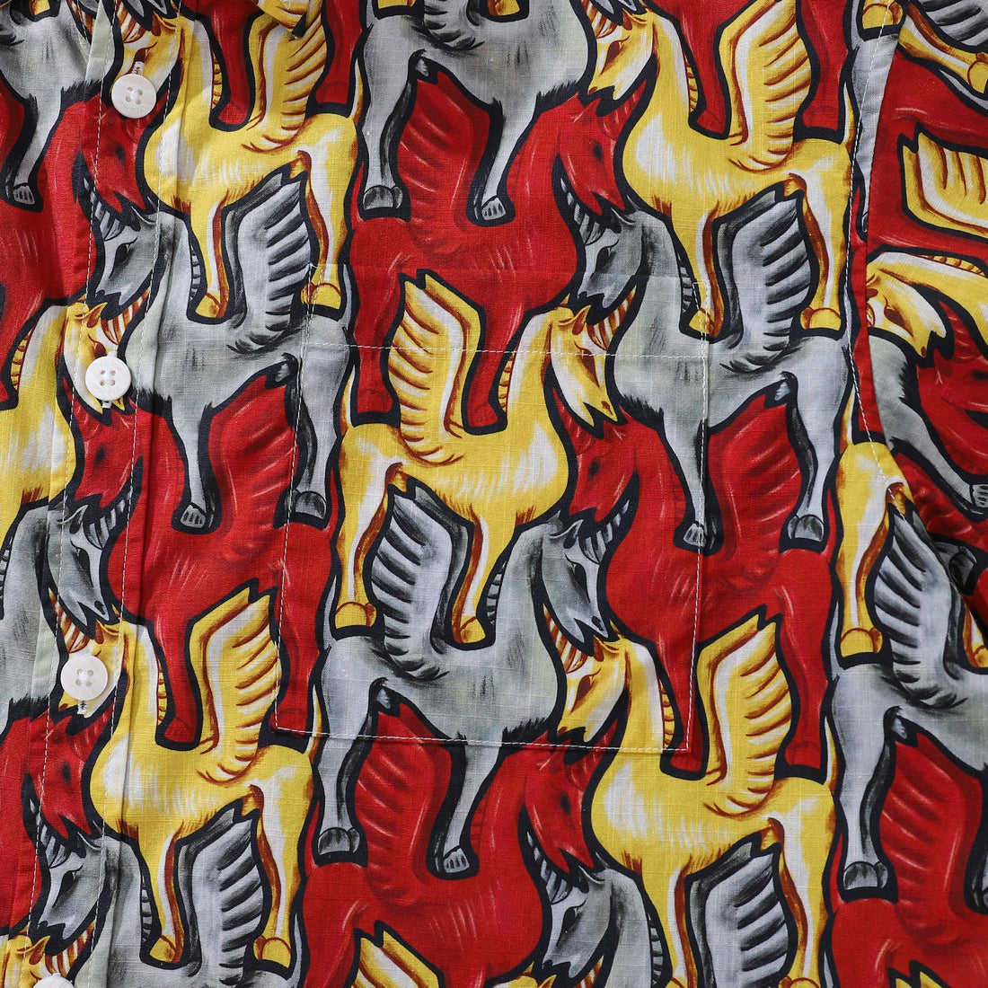 Vintage 1980s Men's Hawaiian Shirt Unicorn Print Cotton Top