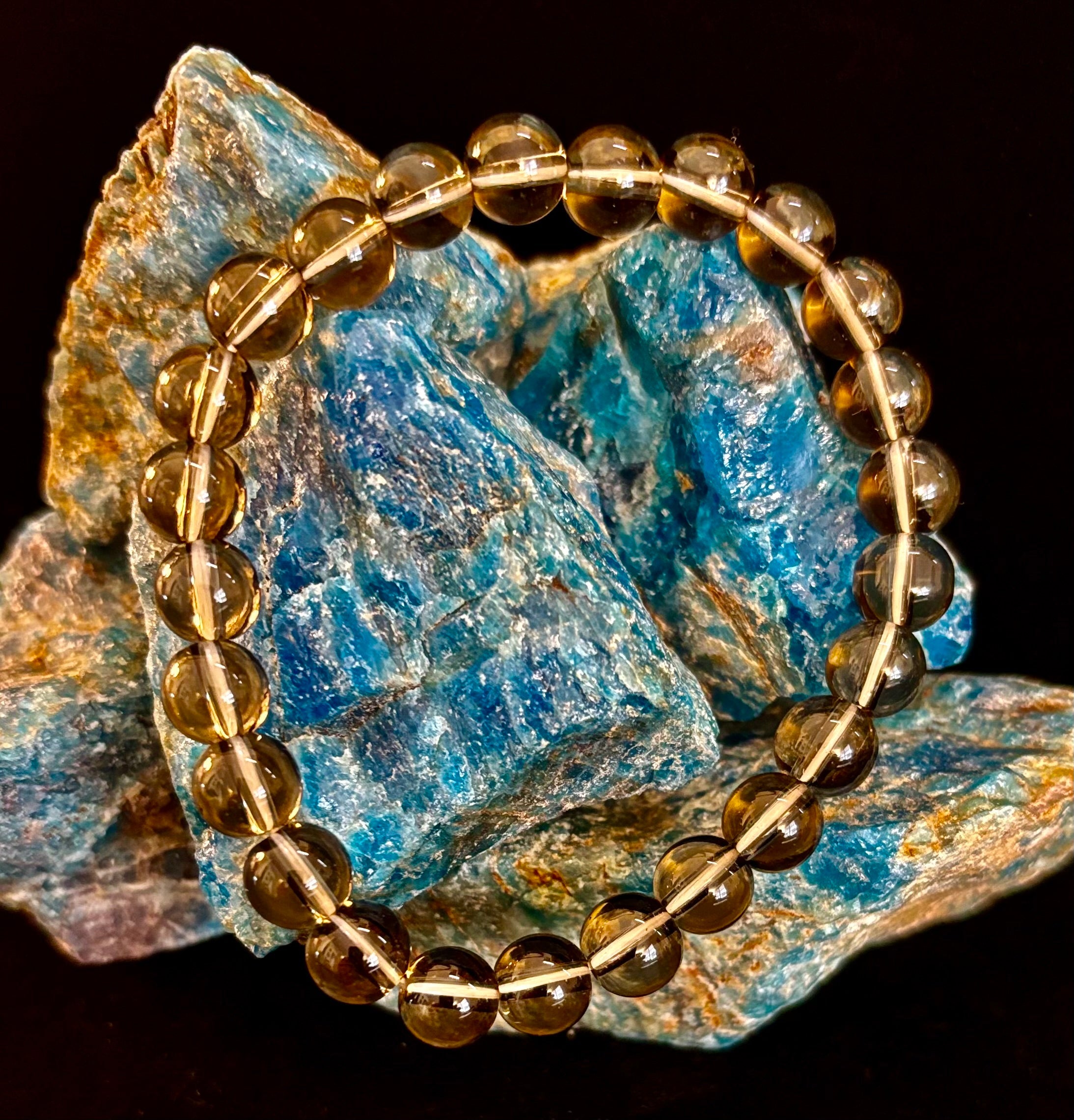 Smoky Quartz Bracelet – 8mm Natural Crystal for Grounding, Protection & Clarity