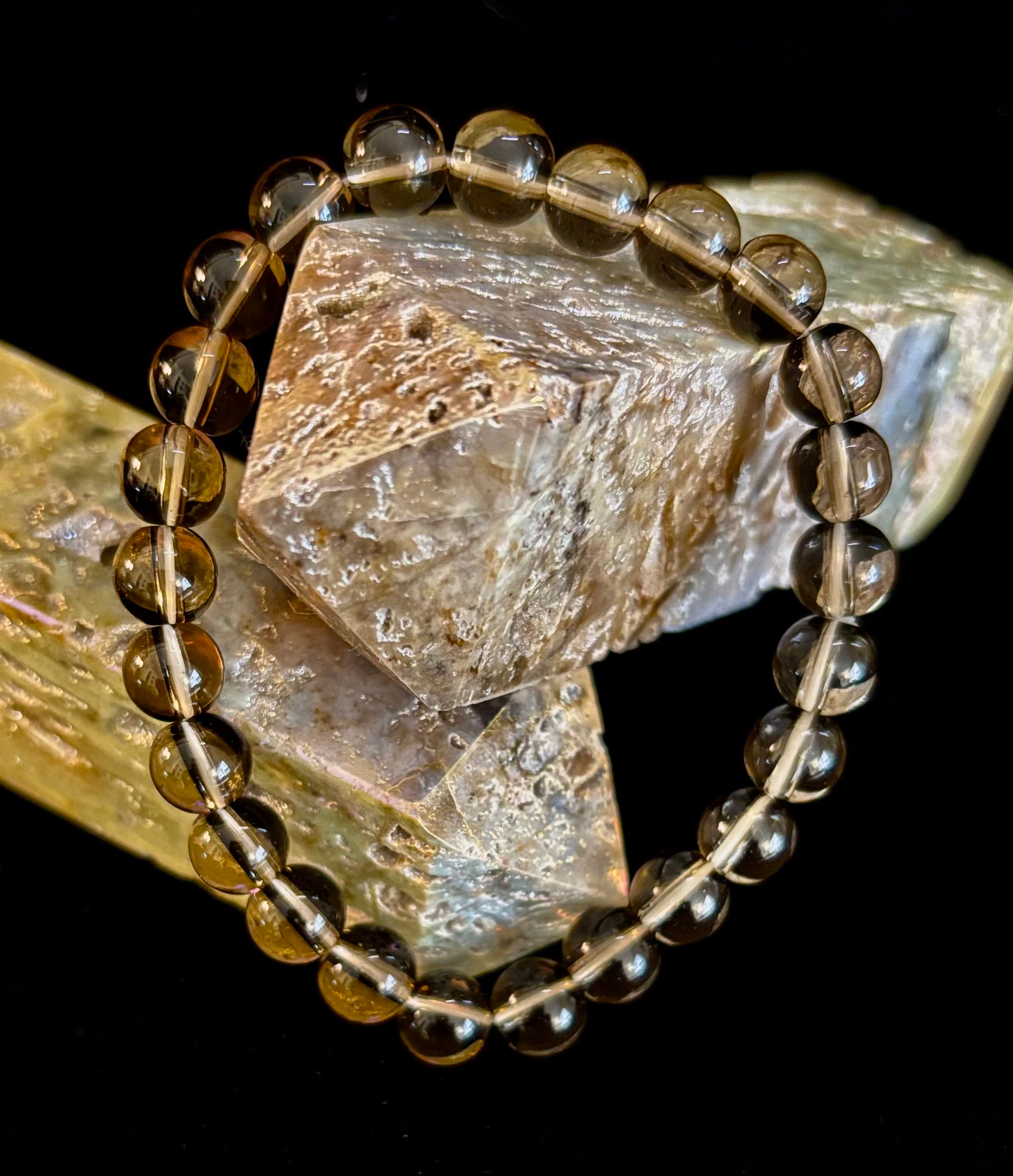 Smoky Quartz Bracelet – 8mm Natural Crystal for Grounding, Protection & Clarity