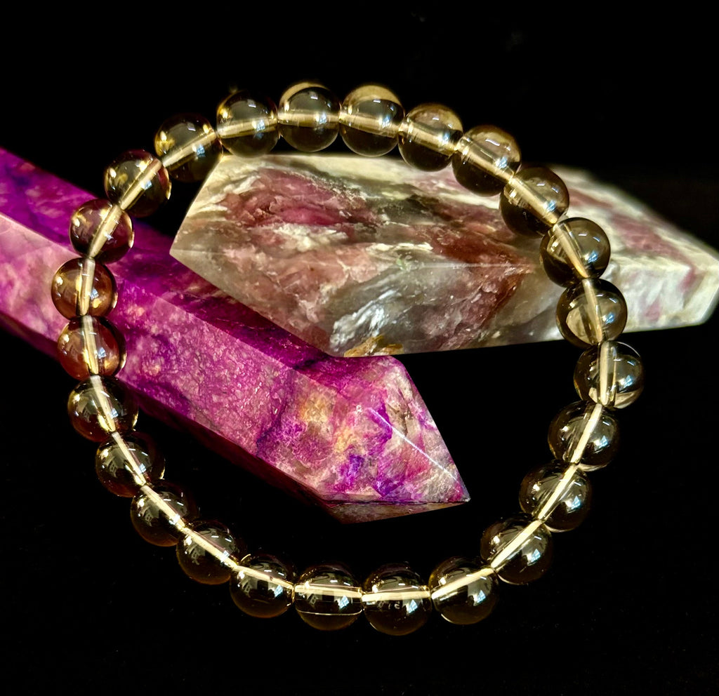 Smoky Quartz Bracelet – 8mm Natural Crystal for Grounding, Protection & Clarity