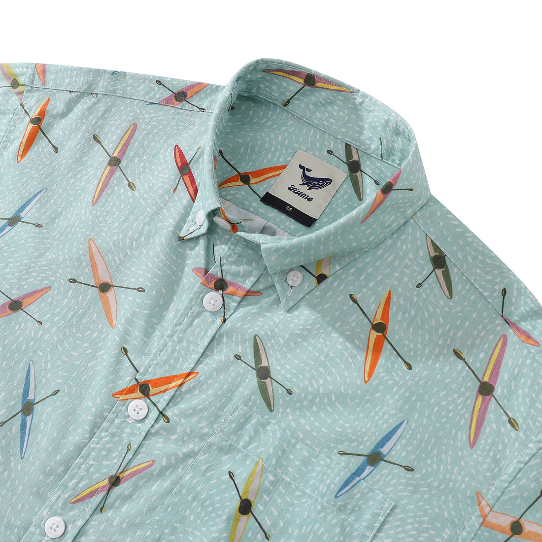 Men's Hawaiian Shirt Sea Kayaks Print Cotton Vacation Top