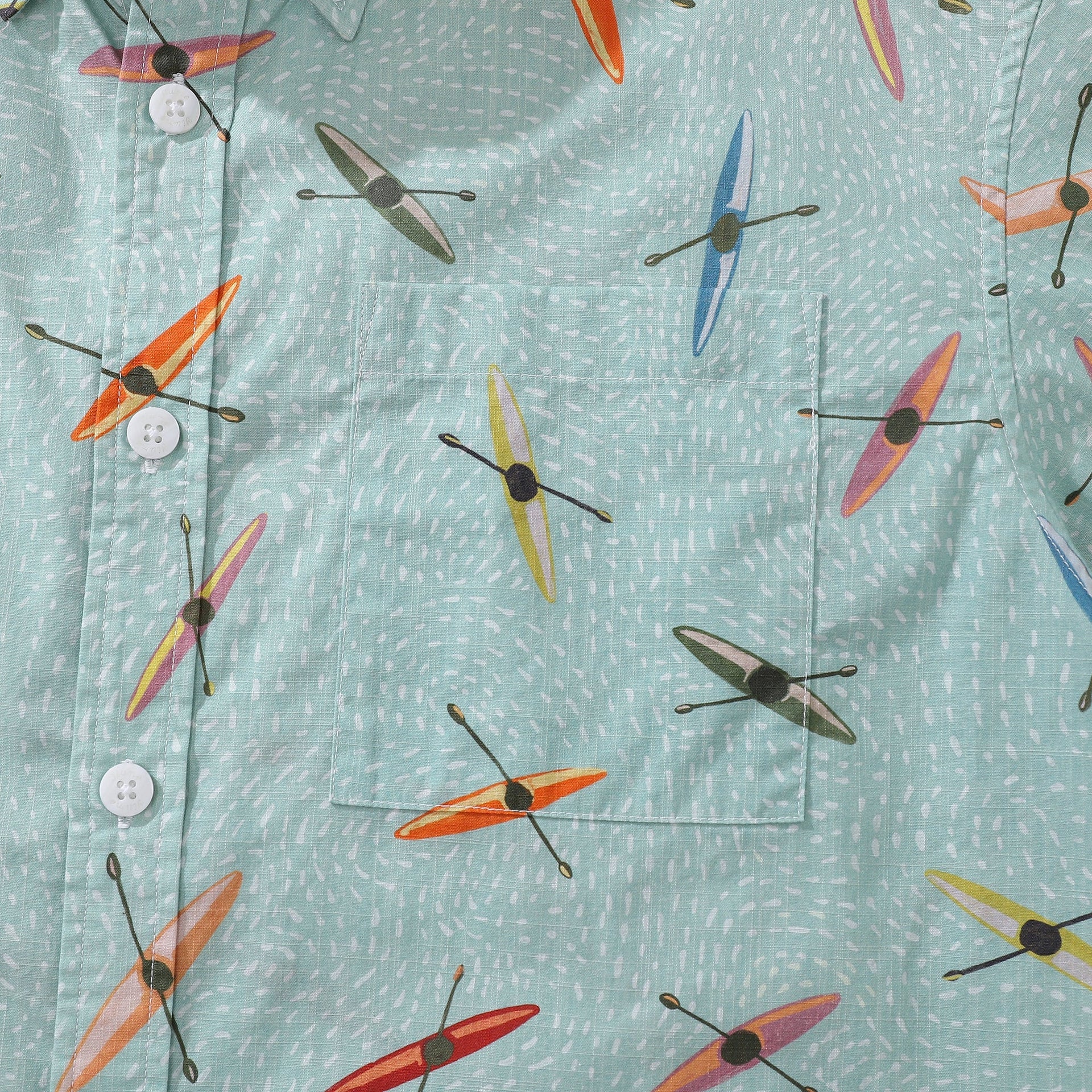 Men's Hawaiian Shirt Sea Kayaks Print Cotton Vacation Top