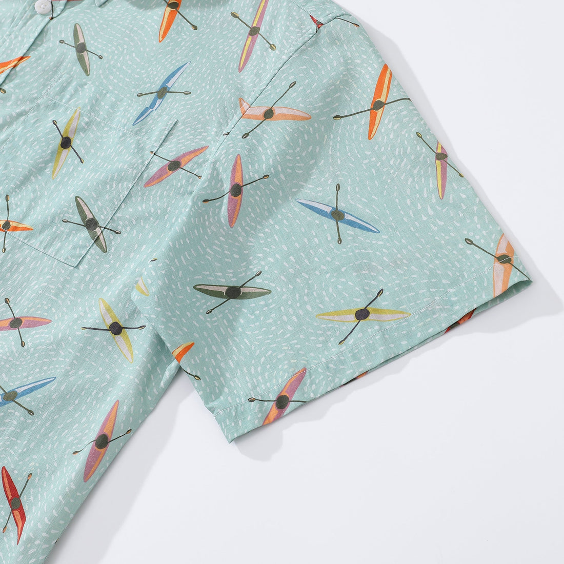 Men's Hawaiian Shirt Sea Kayaks Print Cotton Vacation Top