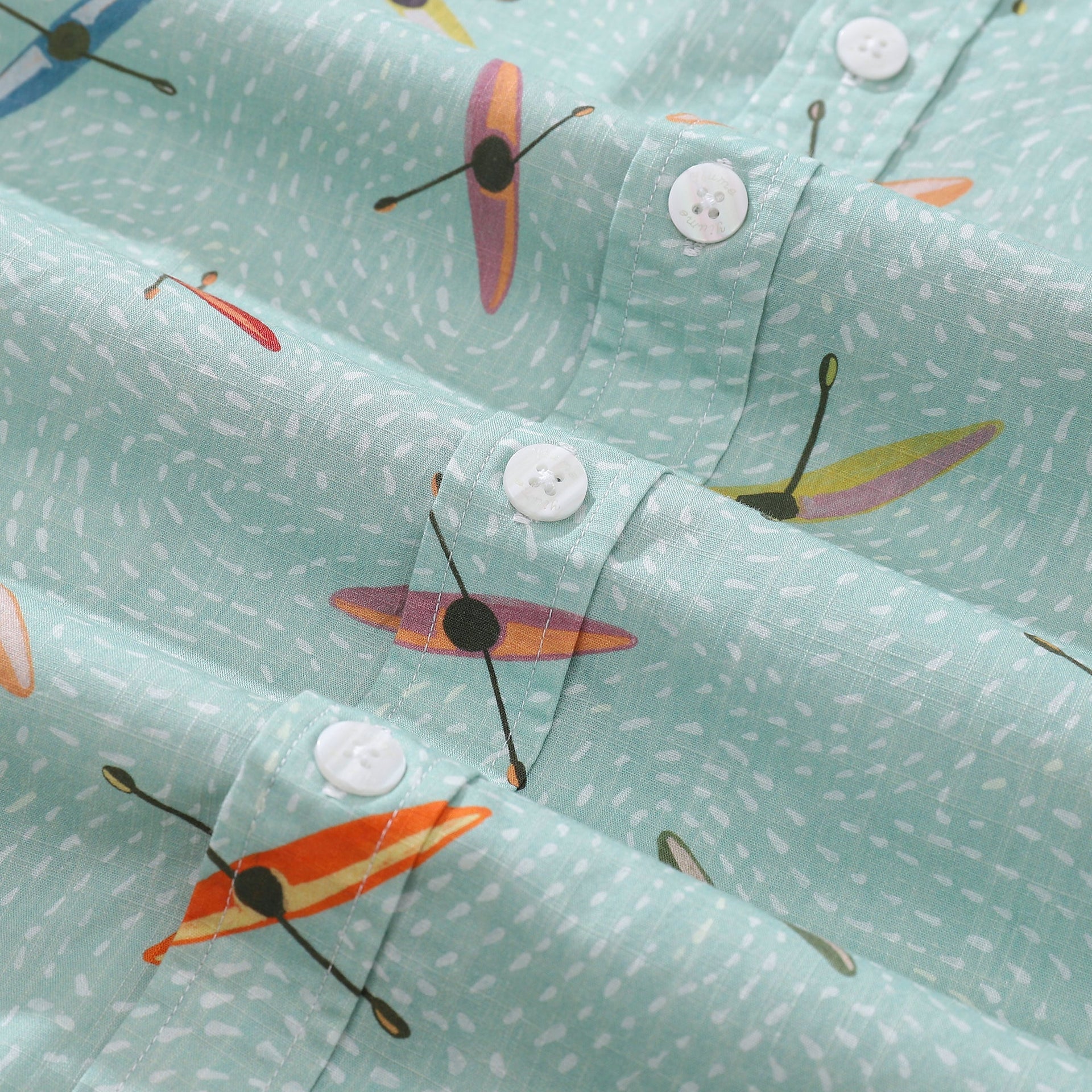 Men's Hawaiian Shirt Sea Kayaks Print Cotton Vacation Top