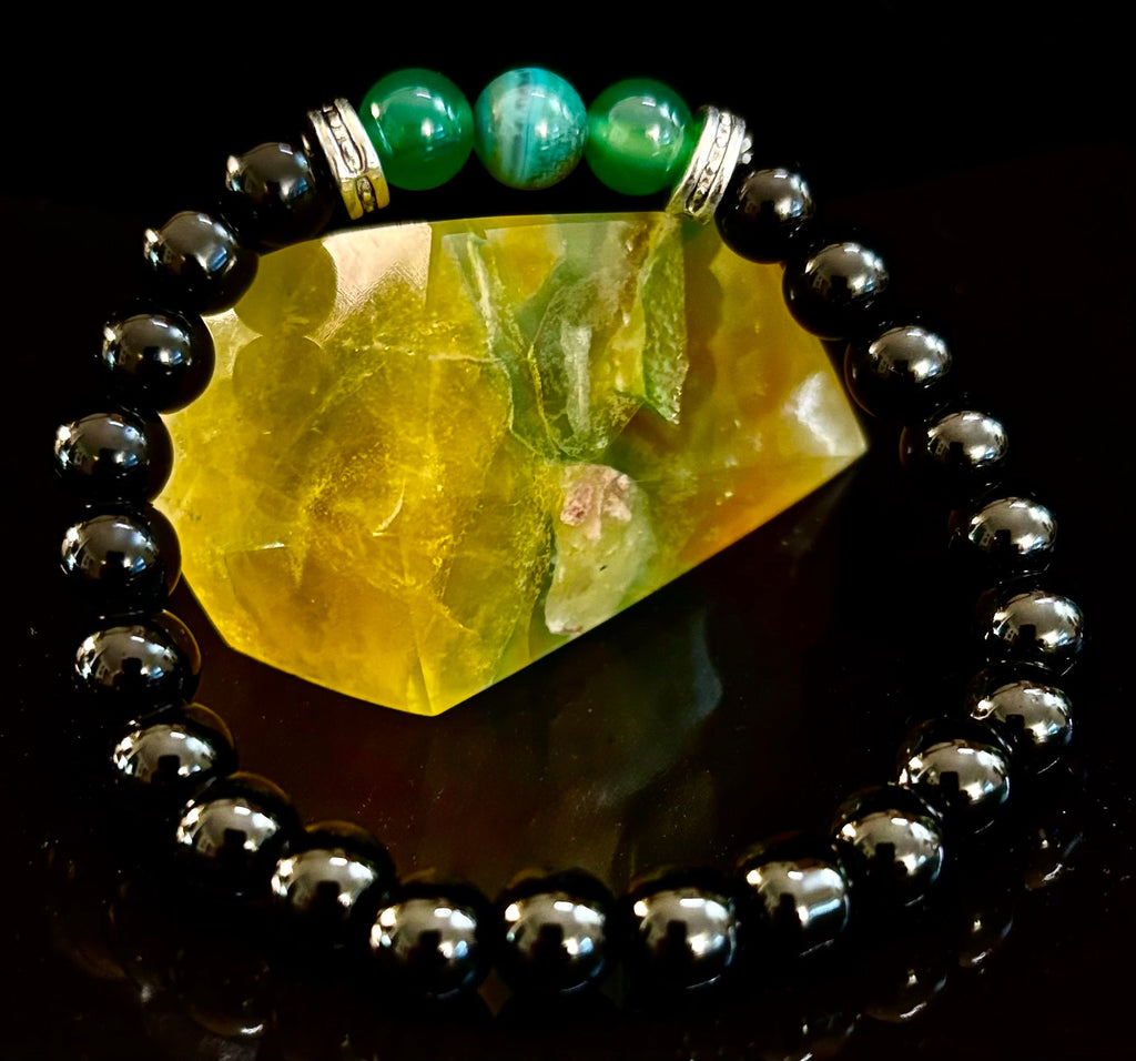 Green Natural Stone Stretchy Bracelet – Handcrafted in Turkey