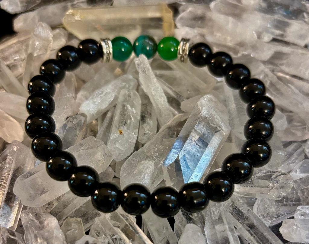 Green Natural Stone Stretchy Bracelet – Handcrafted in Turkey