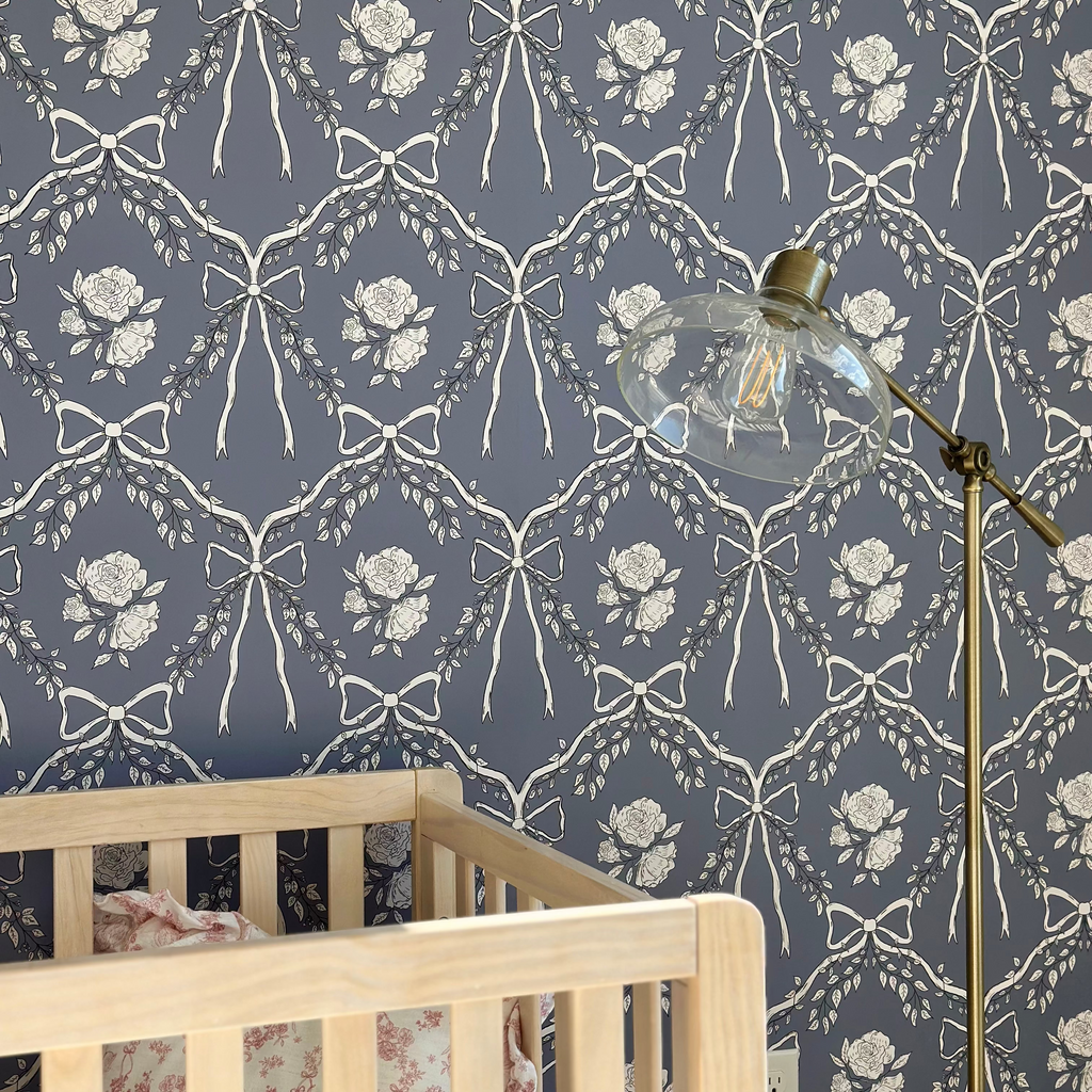 Lysa patterned wallpaper by Painted Hawk Design applied to an accent wall