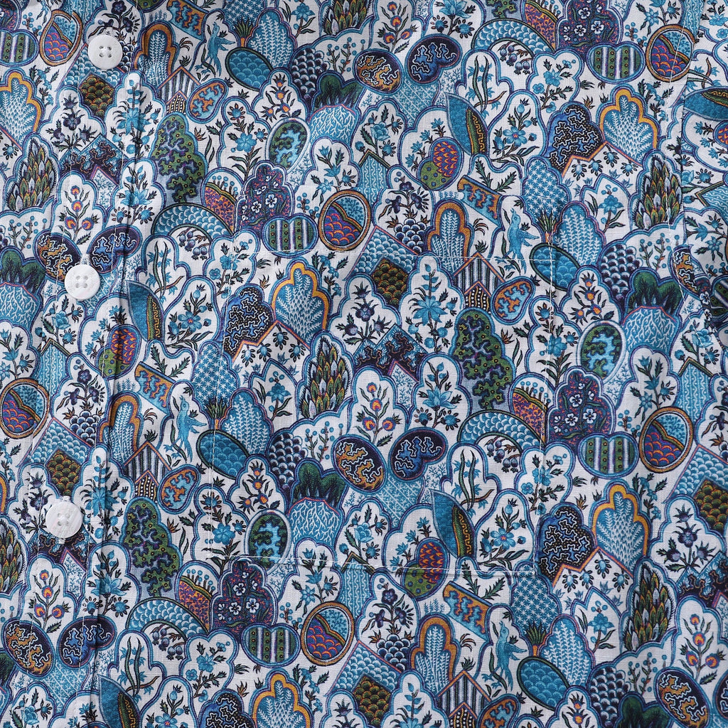 Men's Vintage Floral Cotton Button-Down Aloha Shirt