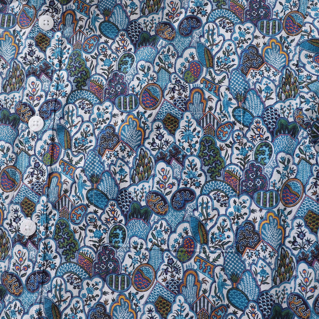 Men's Vintage Floral Cotton Button-Down Aloha Shirt