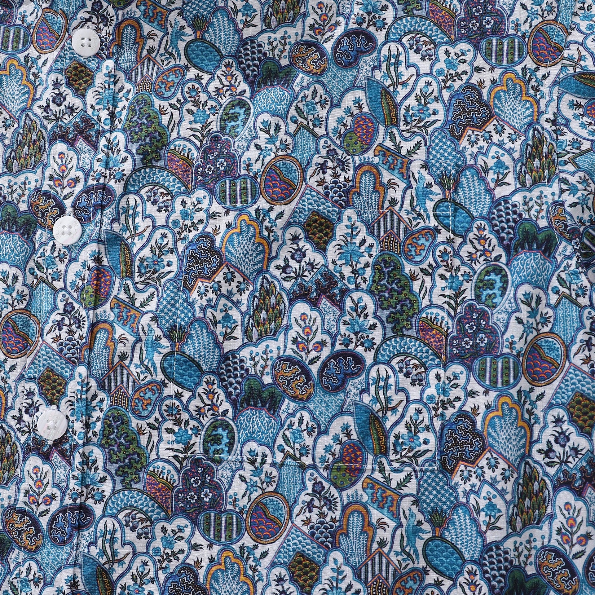 Men's Vintage Floral Cotton Button-Down Aloha Shirt