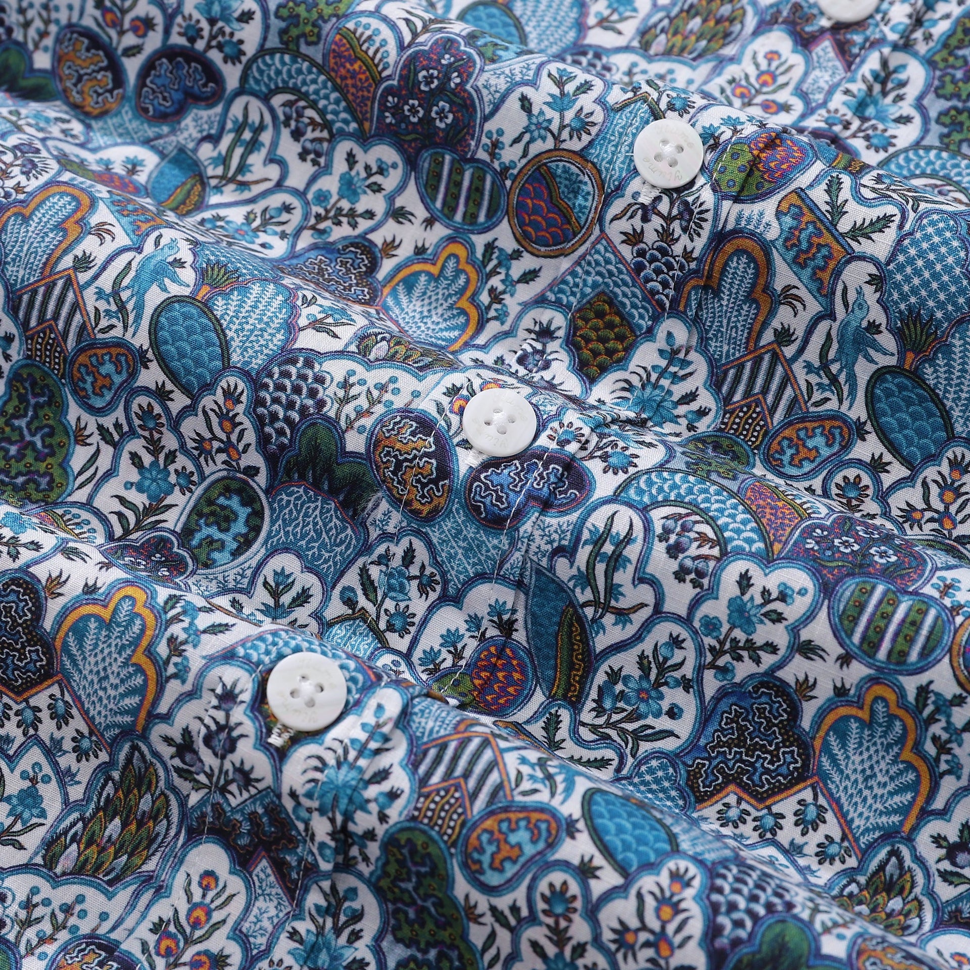Men's Vintage Floral Cotton Button-Down Aloha Shirt