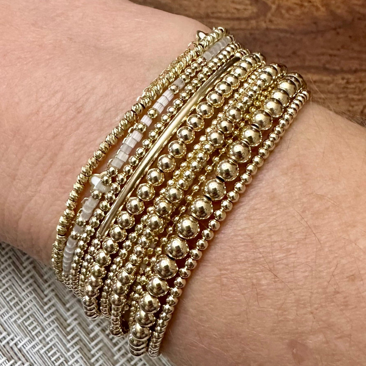 Miss Bold 14K Gold-Filled Bead Bracelet Stack Set of 8