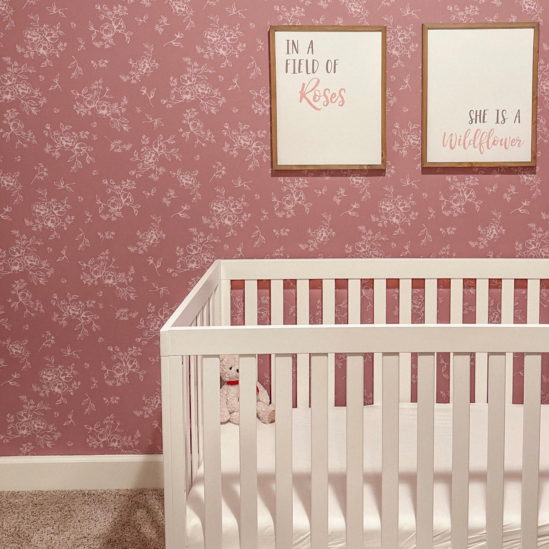 Gretl Floral Removable Wallpaper in Dusty-Rose and Off-White