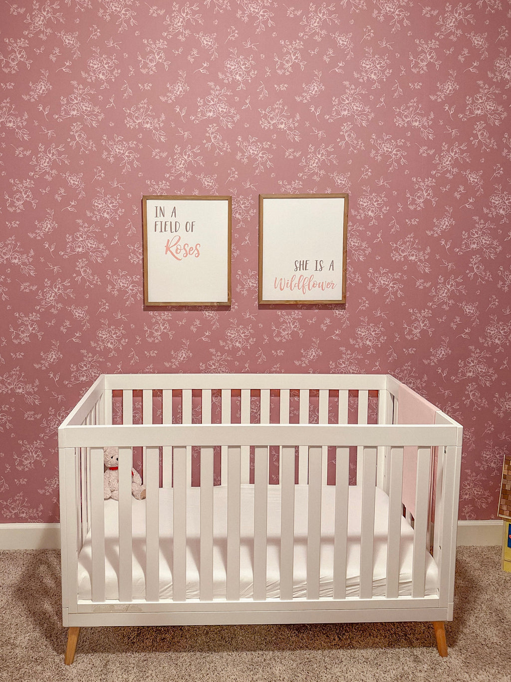 Gretl Floral Removable Wallpaper in Dusty-Rose and Off-White