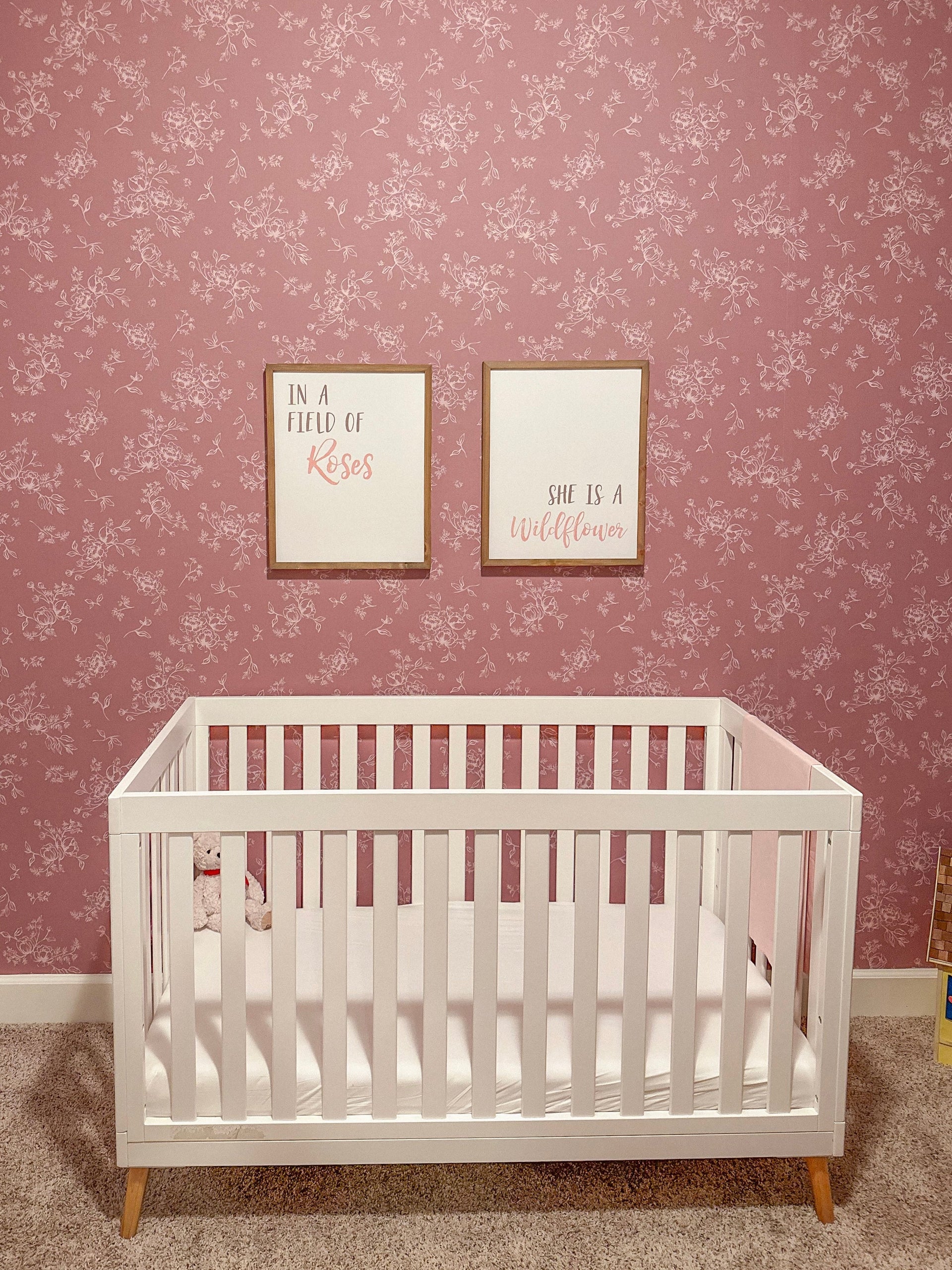 Gretl Floral Removable Wallpaper in Dusty-Rose and Off-White