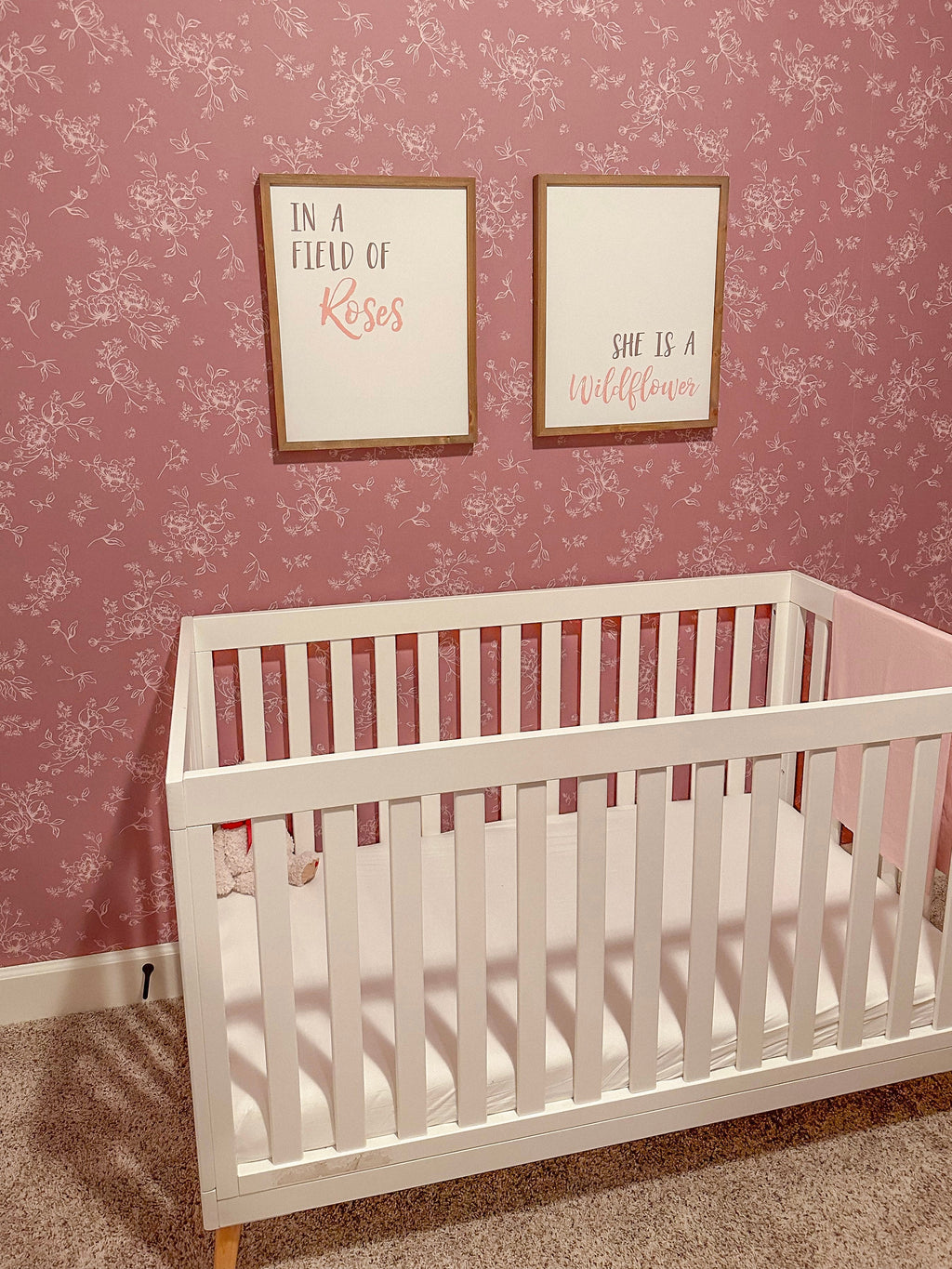 Gretl Floral Removable Wallpaper in Dusty-Rose and Off-White